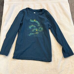 Tea Collection Long Sleeve Shirt with Dinosaur Graphic - Navy